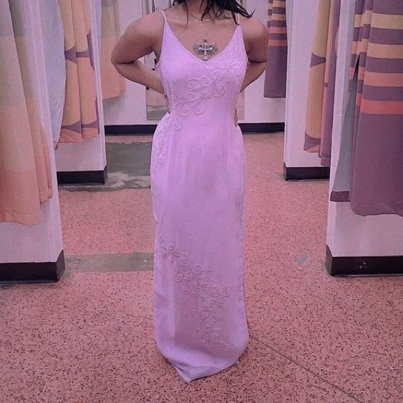 Dresses | Vintage 9s Floral Beaded Prom Dress | Poshmark